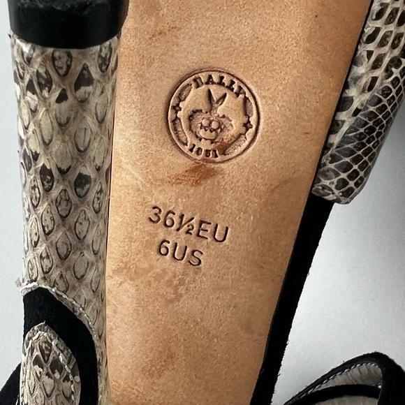 Bally Ilya Heels- US 6 / EU 36.5 - Black suede and neutral snakeskin - Picture 6 of 6